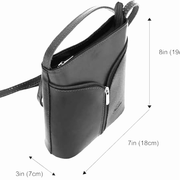 VERA PELLE Leather Made in Italy Small Zipper Crossbody Shoulder Bag - Picture 7 of 7